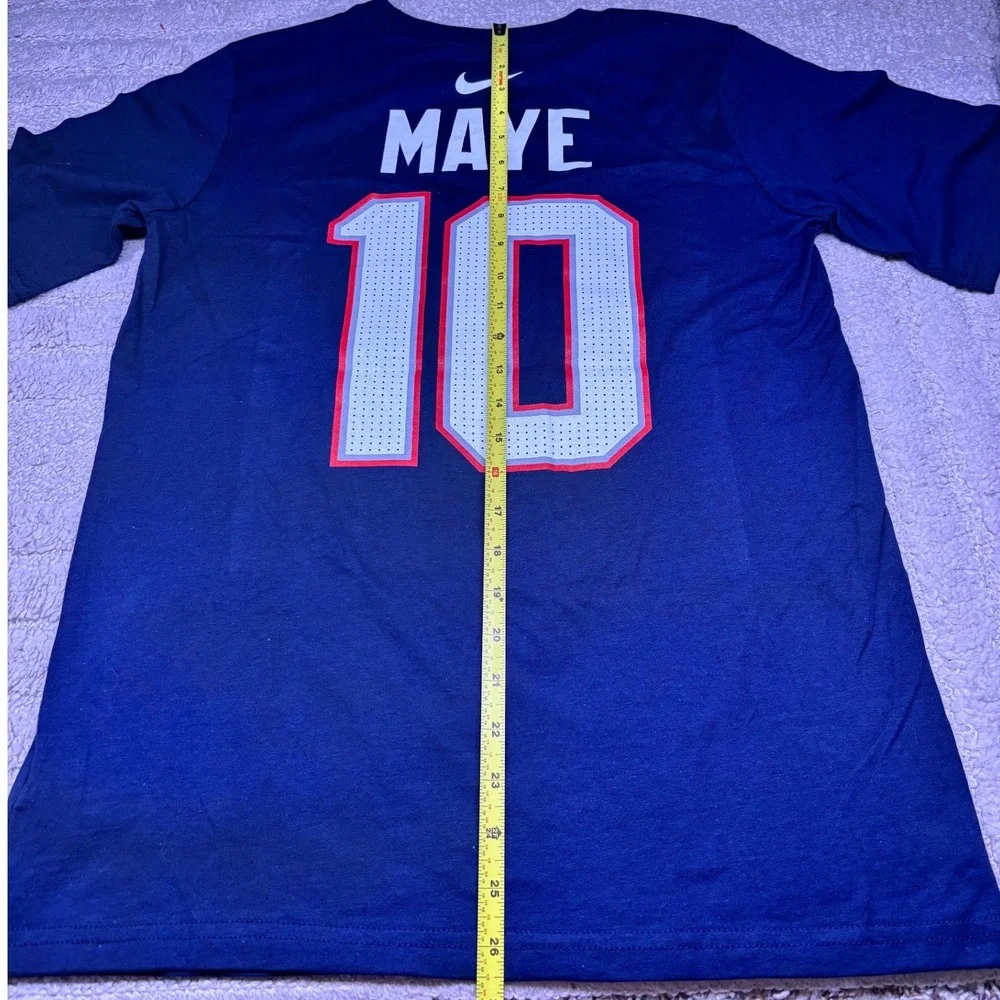Nike New England Patriots Drake Maye Kids XL 18/20 Navy Blue Number 10 T-Shirt